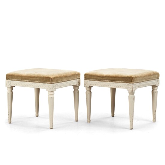 A pair of Gustavian stools by Johan Lindgren (master in Stockholm 1770-1800).