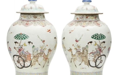 A pair of large Chinese porcelain baluster...