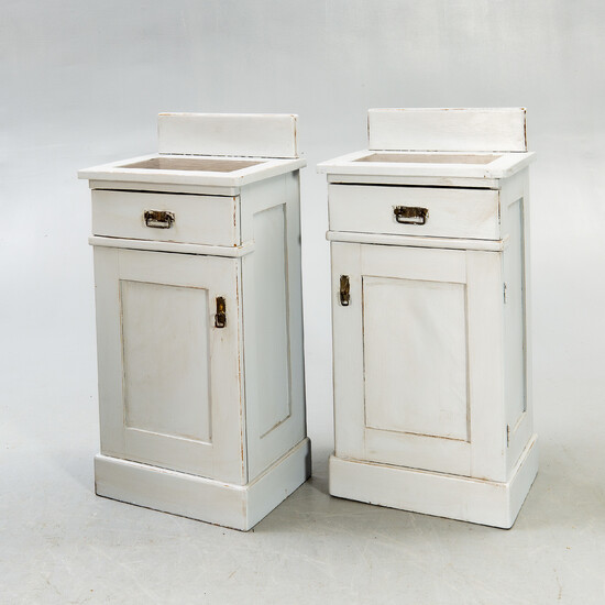 A pair of painted bedside tables first half of the 20th century