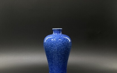 A rare Chinese powder blue glaze meiping vase. “大清康熙年制“...