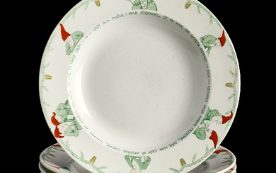 A set of 8 porcelain stoneware plates from Göteborgs Porslinsfabrik, first quarter of the 20th century.