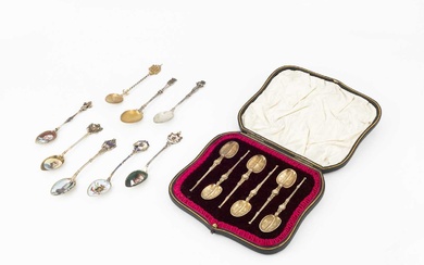 A set of six Edwardian silver-gilt coronation spoons, with engraved...