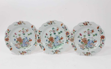 A set of three Chinese export famille rose plates