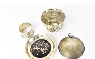 A small collection of silver to include a pin tray by Willia...
