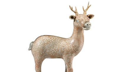 A very rare figure of a deer, Qing Dynasty, Qianlong period | 清乾隆 粉彩梅花鹿, A very rare figure of a deer, Qing Dynasty, Qianlong period | 清乾隆 粉彩梅花鹿