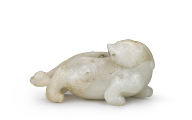 A white jade 'mythical beast' waterpot Probably Song dynasty | 或宋 白玉瑞獸形水盂
