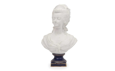 AFTER ALEXANDRE BRACHARD (FRENCH, 1775-1830): A LIMOGES BUST OF MARIE ANTOINETTE