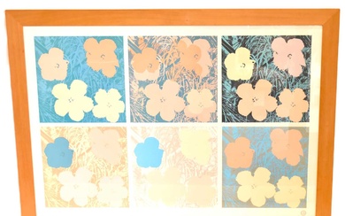AFTER ANDY WARHOL (1928-1987); a colour print, flowers, six panels...