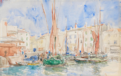 ALBERT LEBOURG (1849-1928) La Rochelle, le port des bateaux de...