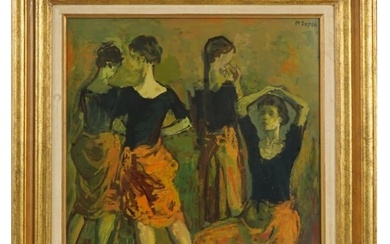 AMERICAN OIL PAINTING OF DANCERS BY MOSES SOYER