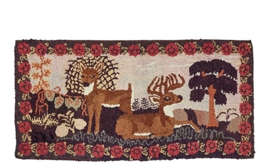 AMERICAN PICTORIAL HOOKED RUG, LATE 19TH OR EARLY 20TH CENTURY
