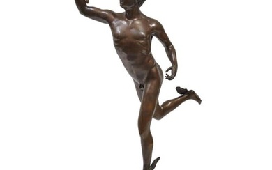 After Giambologna (Flemish/Italian, 1529-1608), Patinated Bronze Figure of Mercury, 20th c., H.- 28