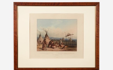 After Karl Bodmer (1809-1893), "Funeral Scaffold of a Sioux Chief near Fort Pierre," circa 1840
