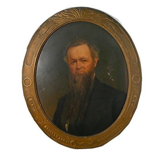 American School, Portrait of a Bearded Man, oil on