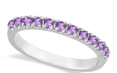 Amethyst Stackable Band Ring Guard in 14k White Gold 0.