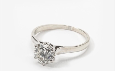 An 18 carat white gold and diamond solitaire...