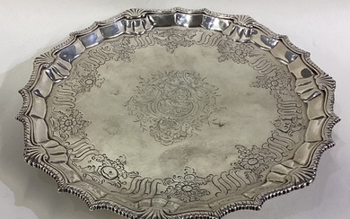 An 18th Century George III silver salver. London 1761. Appro...