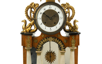 An Austrian French Empire Style Alabaster Portico Clock