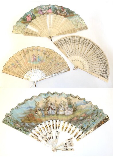 An Early 20th Century Mother-of-Pearl Fan, the pearl white, and...