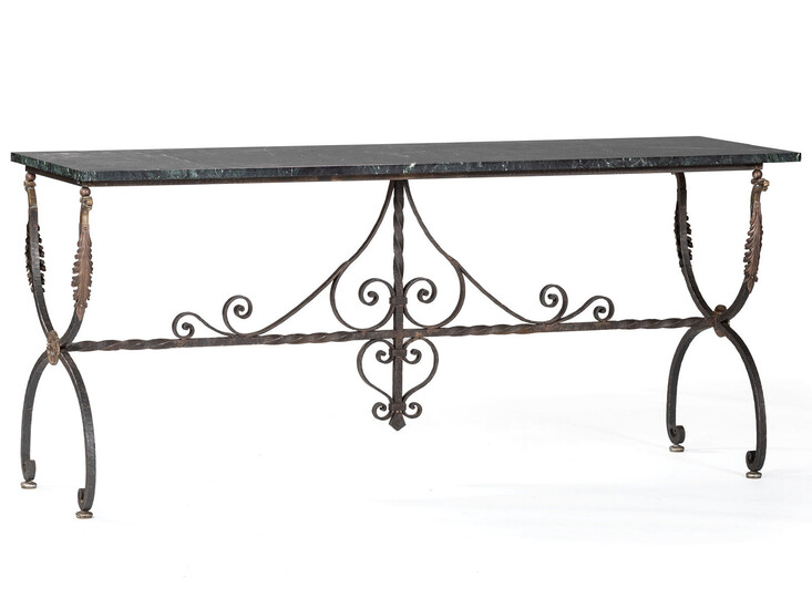 An Empire Revival Iron and Marble Top Console Table
