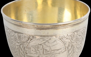 An Important 17th century German parcel-gilt silver tumbler ...