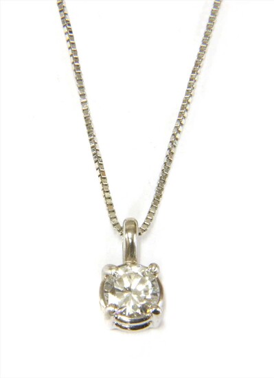 An Italian white gold single stone diamond pendant