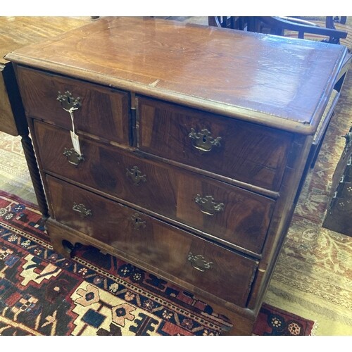 An early 18th century walnut chest fitted two short drawers ...