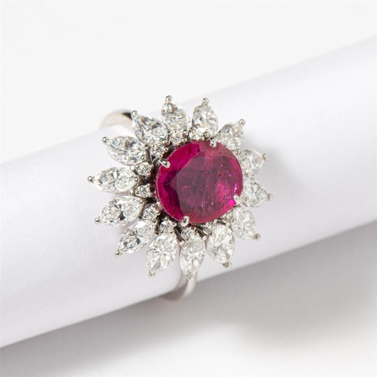 (-), An exceptional natural Burmese ruby and diamond...