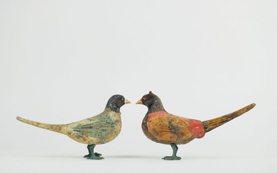 Ancient Chinese, Han dynasty Terracotta A Very Fine and Rare Pair of Painted Pottery Birds - 20 cm