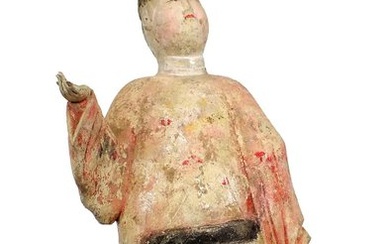 Ancient Chinese, Tang Dynasty Terracotta Rare and Large Painted Red Pottery Figure of a Standing Fat Man, with TL test - 50×0×0 cm