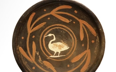 Ancient Greek Terracotta Apulian Xenon-ware Plate with Swan (Swan Group)