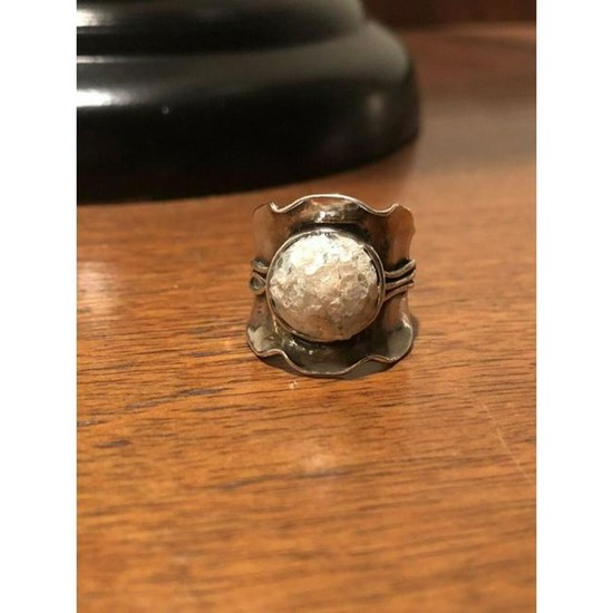 Ancient Roman Glass Modernist Sterling Silver Ring