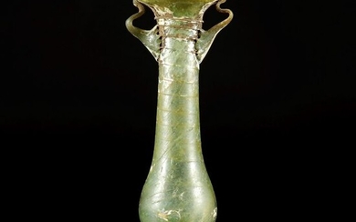 Ancient Roman Glass decorated cosmetic bottle - 124×47×38 mm - (1)