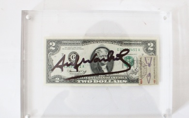 Andy WARHOL (1928-1987), Billet de 2 dollars à l'effigie de Thomas Jefferson, 1976 présenté sous...