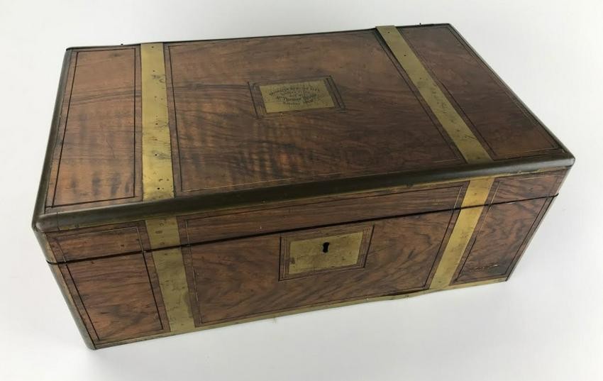 Antique 19th C English Campaign Form Writing Box