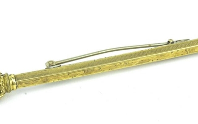 Antique 19th C Gold & Citrine Pencil Brooch