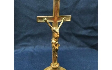 Antique Brass Standing Church Crucifix Cross