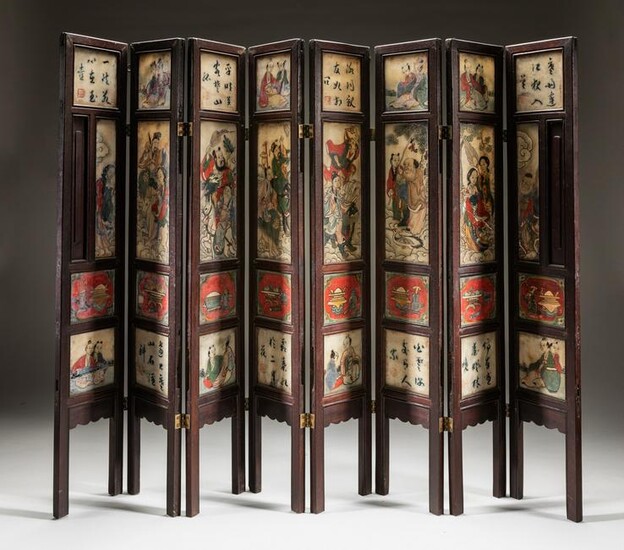 Antique Chinese Table Screen Inlaid Marble