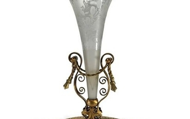 Antique French bronze & glass centerpiece