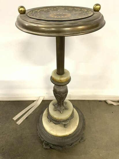 Antique Marble & Brass Ashtray Stand
