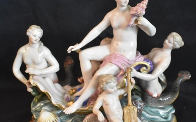 Antique Meissen Porcelain Grouping: Birth of Venus