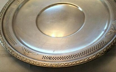 Antique Sterling Silver Tray With Detail And Open Work.