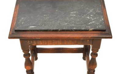 Antique Victorian Carved Marble Top End Table