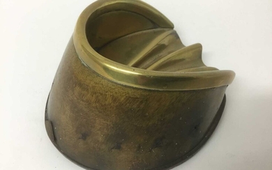 Antique brass mounted hoof ashtray