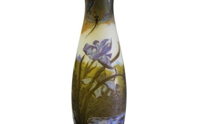 Art Nouveau Style, Extra Large Glass Vase After Galle'