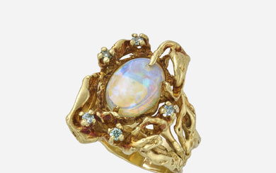 Arthur King Opal, diamond, and gold ring