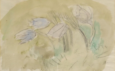 Aurél Bernáth, Hungarian 1895-1982- Tulips; pencil and watercolour, signed lower right, 24x36.5cm, (ARR) Provenance: Private Collection, London