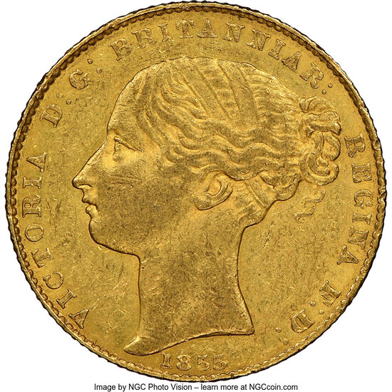 Australia: , Victoria gold Sovereign 1855-SYDNEY AU55 NGC,...
