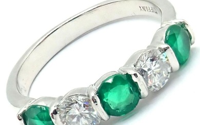 Authentic! Tiffany & Co Platinum Diamond Emerald Band Ring