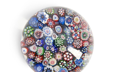 BACCARAT CLOSE-PACKED MILLEFIORI PAPERWEIGHT, France, late 19th century, ht. 2,...